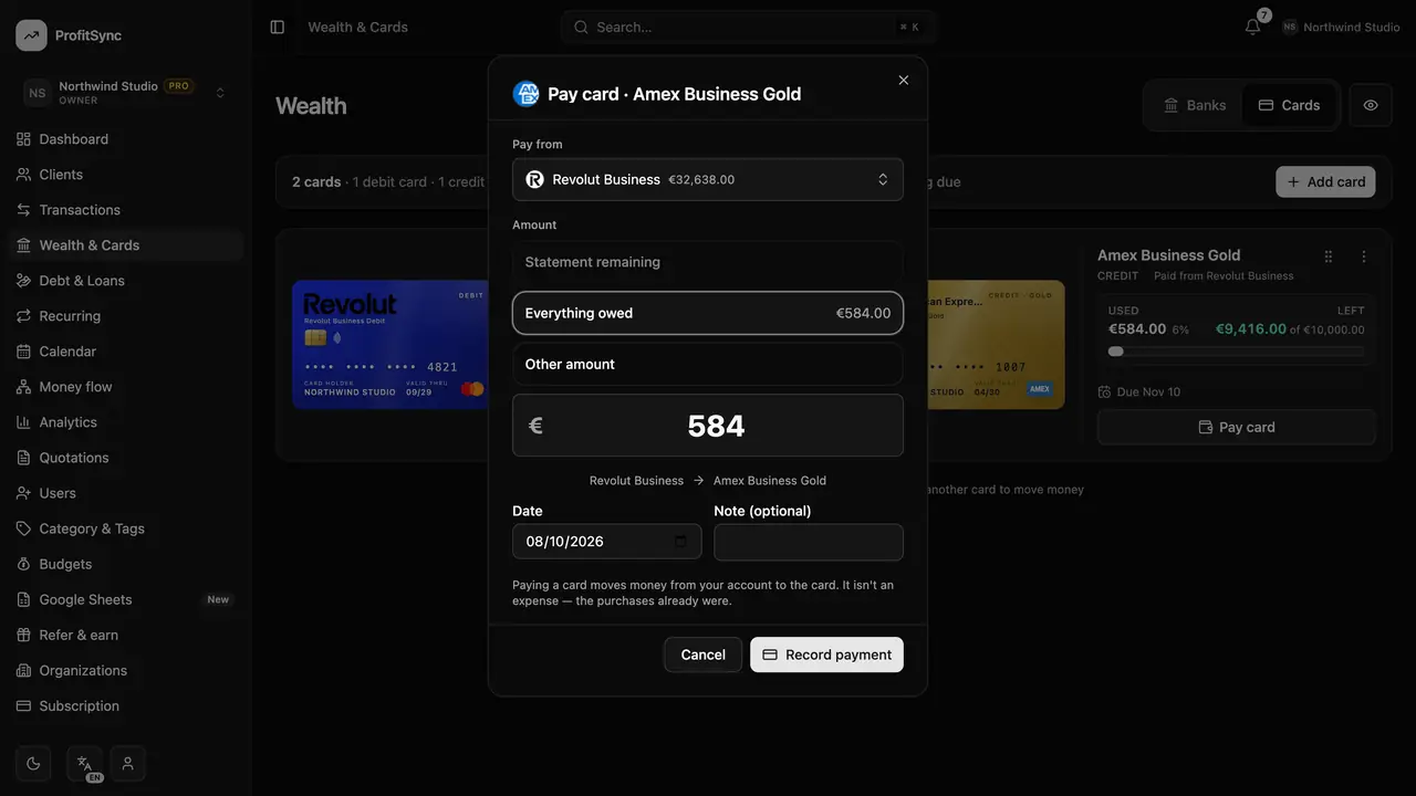 Debit & credit cards — step 4: Pay your statement