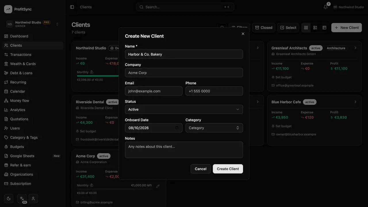 Clients — step 2: Add a client